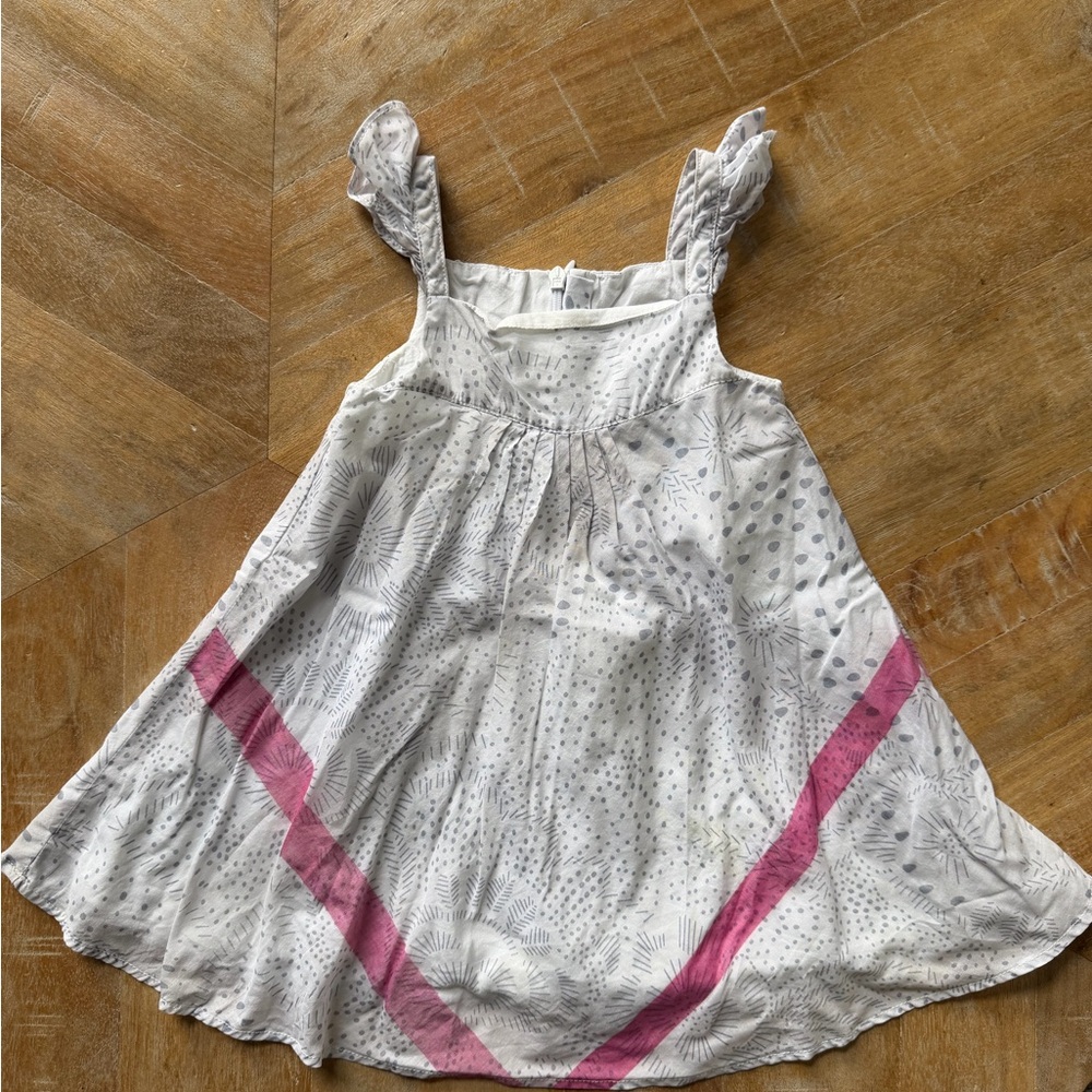 Burberry White and Gray Patterned Dress